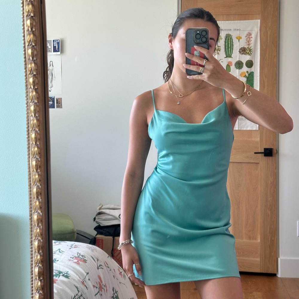 Urban Outfitters Turquoise Slip Mini Dress